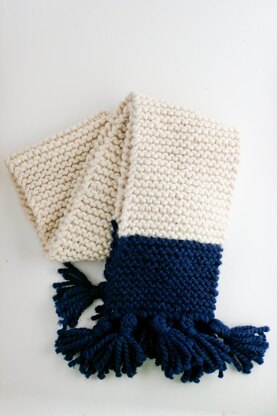 Tasseled Garter Stitch Color Block Scarf