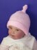 Baby Simple Garter StitchTopknot Beanie Hat