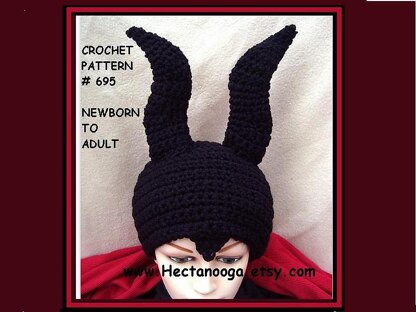 695 GREAT HORNED Crochet HAT, newborn to adult