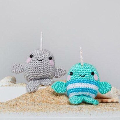 Ned & Norman Crochet Narwhal in Red Heart Amigurumi - LM6287 - Downloadable PDF