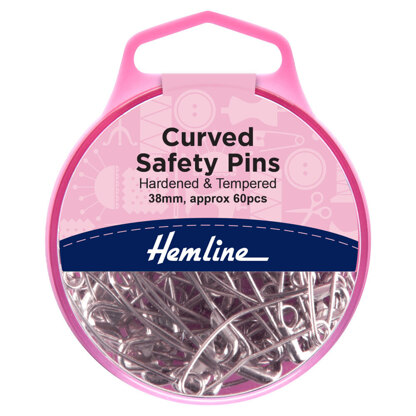 Hemline Curved Safety Pins: Nickel: 38mm: 60 Pieces