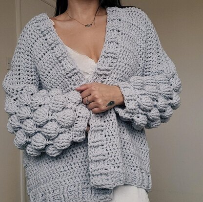 Grey bubble hotsell sleeve cardigan