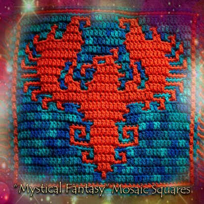 Mystical Fantasy Mosaic Crochet Square - Phoenix
