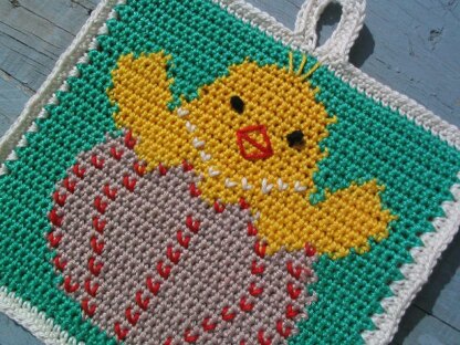 Cheeky Easter chick Potholder