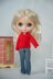 Knitted red cardigan for doll