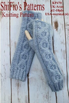 Knitting pattern ladies fingerless gloves, mitts, #470
