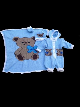 Teddy Baby Hooded Pram Set