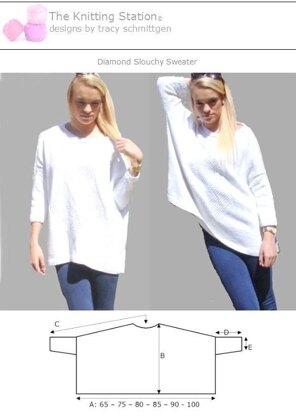 Diamond Slouchy Sweater Knitting pattern by Knitting Station | Knitting ...