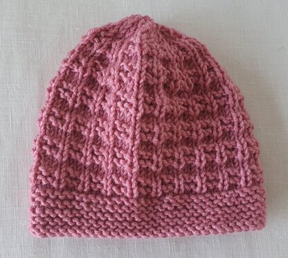 Kerry - Texture stitch 8ply baby beanie with garter brim