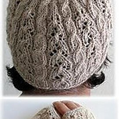 K686-Lace Fingerless Gloves & Matching Hat