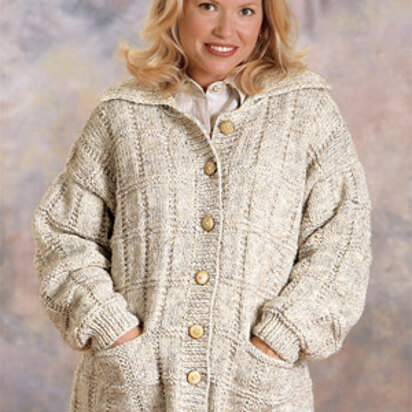 Box Stitch Cardigan Knit in Lion Brand Wool-Ease Chunky - 1195A