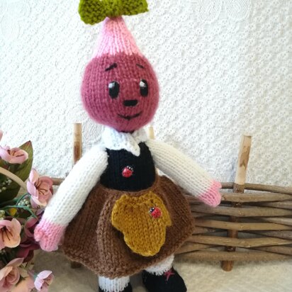 Toy Knitting Patterns -Knit doll Gir Radish