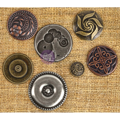 Prima Marketing Mechanicals Metal Embellishments - Vintage Center 7/Pkg