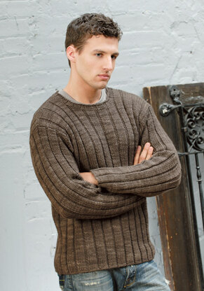 Men's Ribbed Sweater in Blue Sky Fibers Worsted Hand Dyes 