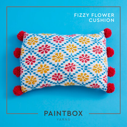 "Fizzy Flower Cushion" - Free Cushion Knitting Pattern For Home in Paintbox Yarns Simply Chunky by Paintbox Yarns