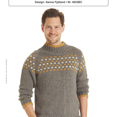 Men's Check Sweater in BC Garn Loch Lomond - 4023BC - Downloadable PDF