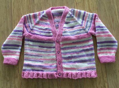 Child's Striped ‘V’ Neck Top Down Cardigan 2-10yrs