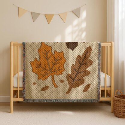 C2C CROCHET PATTERN Autumn Leaves Blanket Maple Graph Baby Throw Mother's Day Lapghan