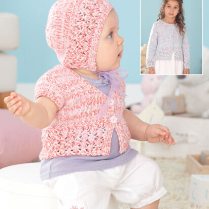 Cardigans and Bonnet in Sirdar Peekaboo DK - 4463 - Downloadable PDF