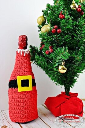 Wine Bottle Santa Apron