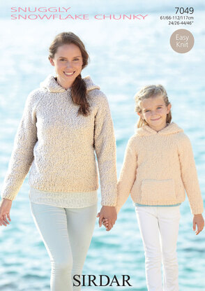Ladies and Girls Hooded Sweaters in Sirdar Snuggly Snowflake Chunky- 7049 - Downloadable PDF