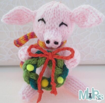 Perky Holiday Pig Ornament