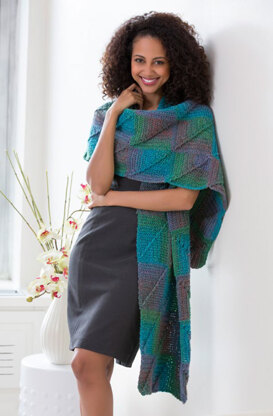 Crocheted Mitered Square Shawl in Red Heart Boutique Midnight - LW4052 - Downloadable PDF