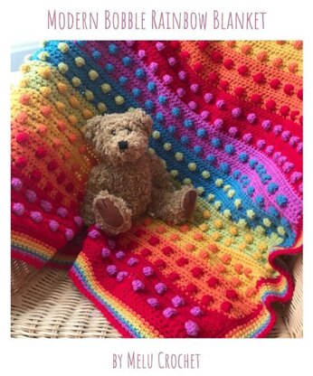 Modern Bobble Rainbow Blanket pattern by Melu Crochet