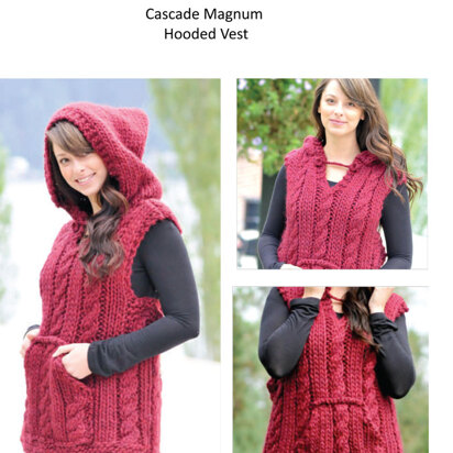 Hooded Vest in Cascade Magnum and 220 - B103 - knitting pattern