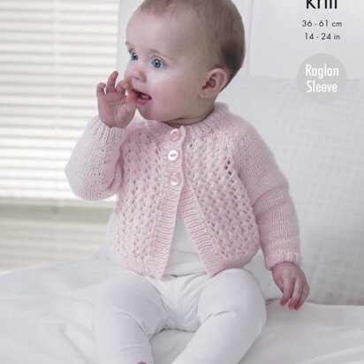 Baby Raglan Cardigans in King Cole Baby Pure DK - 4907 - Downloadable PDF