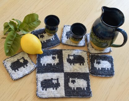 Sheep Coasters and Table Mat