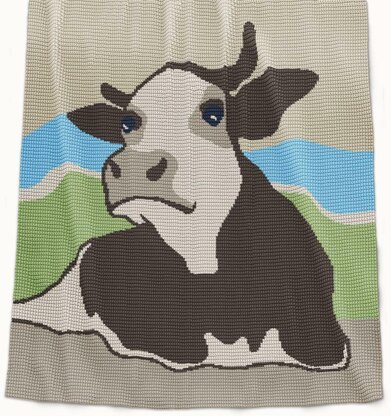 CROCHET Lap Blanket - Cow - 40” (100cm) x 50” (125cm)