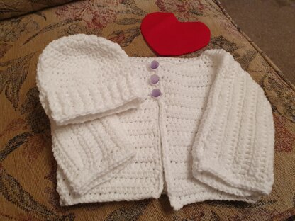 Baby cardigan and hat