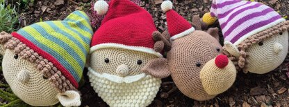 Christmas Pillow Cushion Crochet Amigurumi Santa Reindeer Rudolph Elf