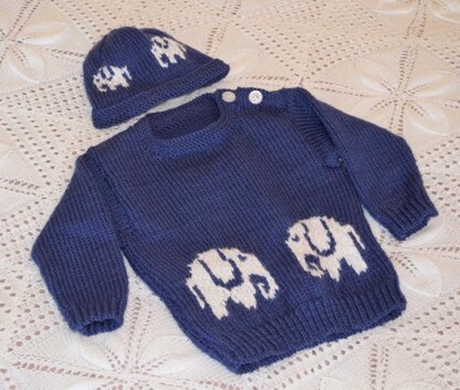 Aran Baby Elephant Sweater and Hat