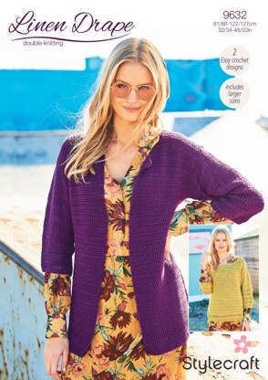 Crochet Jacket and Sweater in Stylecraft Linen Drape - 9632 - Downloadable PDF