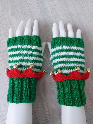 Elf & Gonk Fingerless Gloves Ladies Christmas Gnome BB055