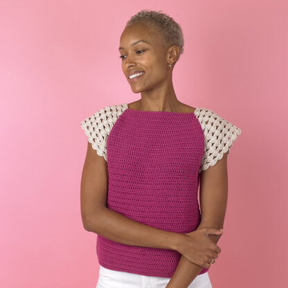 Charming Cap Sleeve Top - Free Crochet Pattern For Women in Paintbox Yarns  Cotton DK