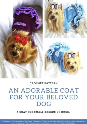 Crochet Dog Dress Pattern for Small Dogs DIY - Pet Clothes Crochet Pattern for Yorkie, Shih Tzu, Pomeranian - Dog Sweater Pattern - PDF File