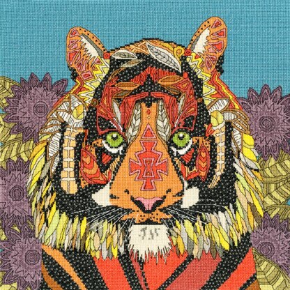 Bothy Threads Jewelled Tiger by Sharon Turner Cross Stitch Kit - 33 x 33cm