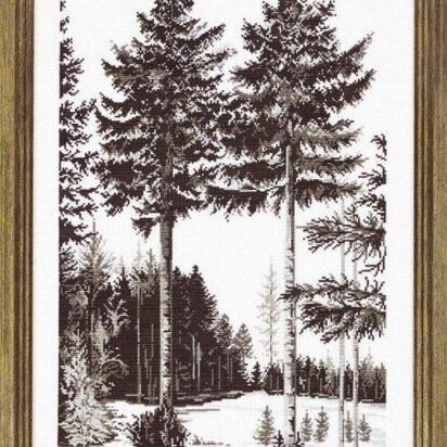 Permin Bäume Grafik 33x45cm Kreuzstich Kit