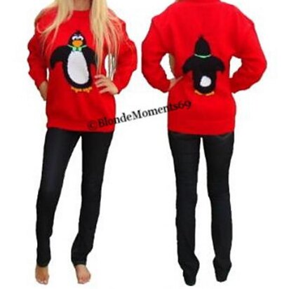 Christmas Penguin Front & Back Jumper / Sweater Knitting Pattern #11