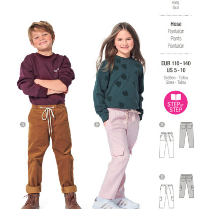 Burda Style Children's Slip-on Trousers and Pants with Elastic and Patch Pockets B9271 - Paper Pattern, Size 5-10 (110-140)