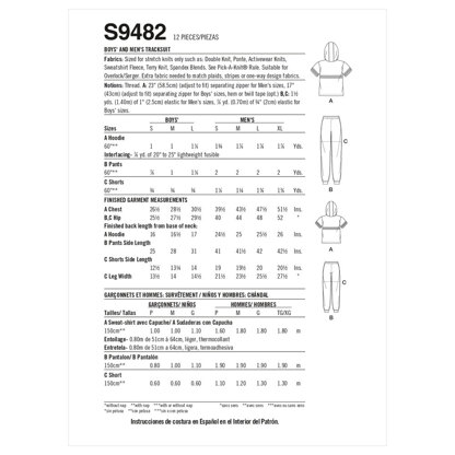 Simplicity Kinder und Herren-Trainingsanzug S9482 - Schnittmuster