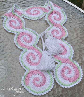 Celtic Pink Crochet Scarf with tassels