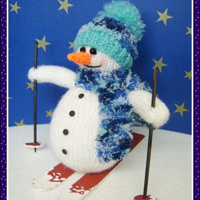 Samuel the skiing snowman - knitting pattern