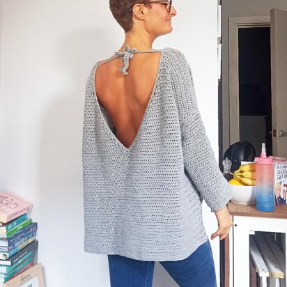 Backless crochet sweater