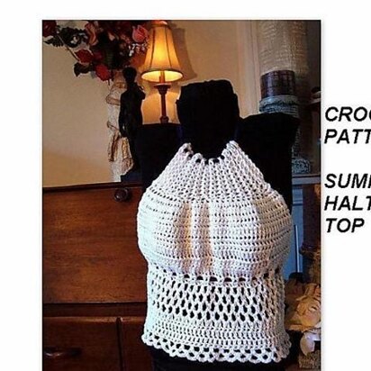 466, crochet SUMMER HALTER TOP, make it any size