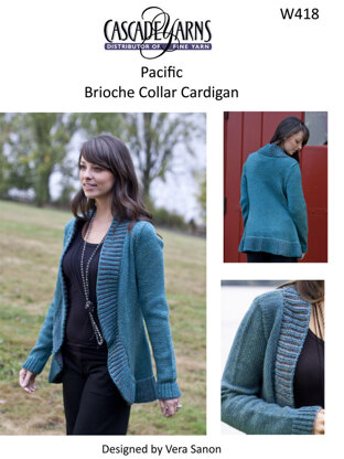 Brioche Collar Cardigan Cascade Pacific - W418