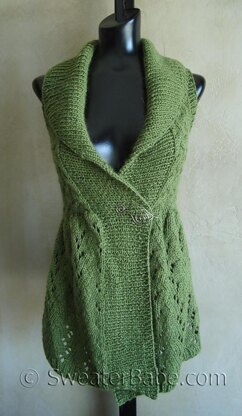 #111 Long Lace Shawl-Collared Vest